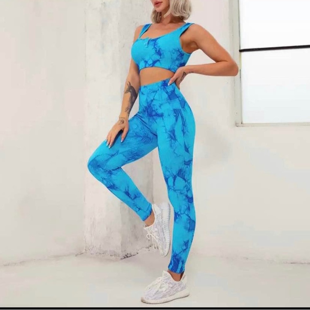 Small- tie dye ribbed seamless set ,worn 2x